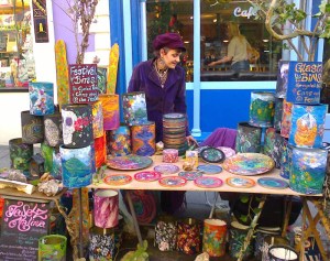 local crafter with stall at market