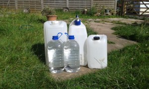 a selection of water containers for an emergency