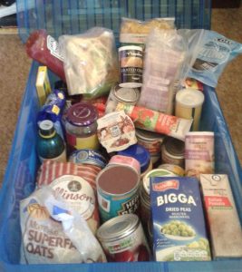 a box of emergency food supplies