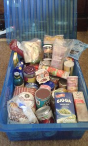 a box of emergency food supplies