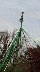 winding of ribbons in the maypole dance Glastonbury 2018