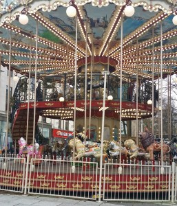 A rare double decker carousel entertains Xmas crowds in Cardiff
