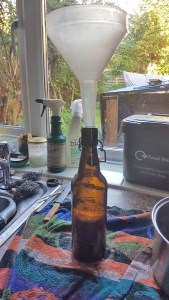 filling the bottles with grape juice