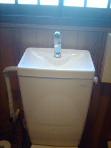 Japanese style toilets where the cistern is filled by a hand-washing sink!